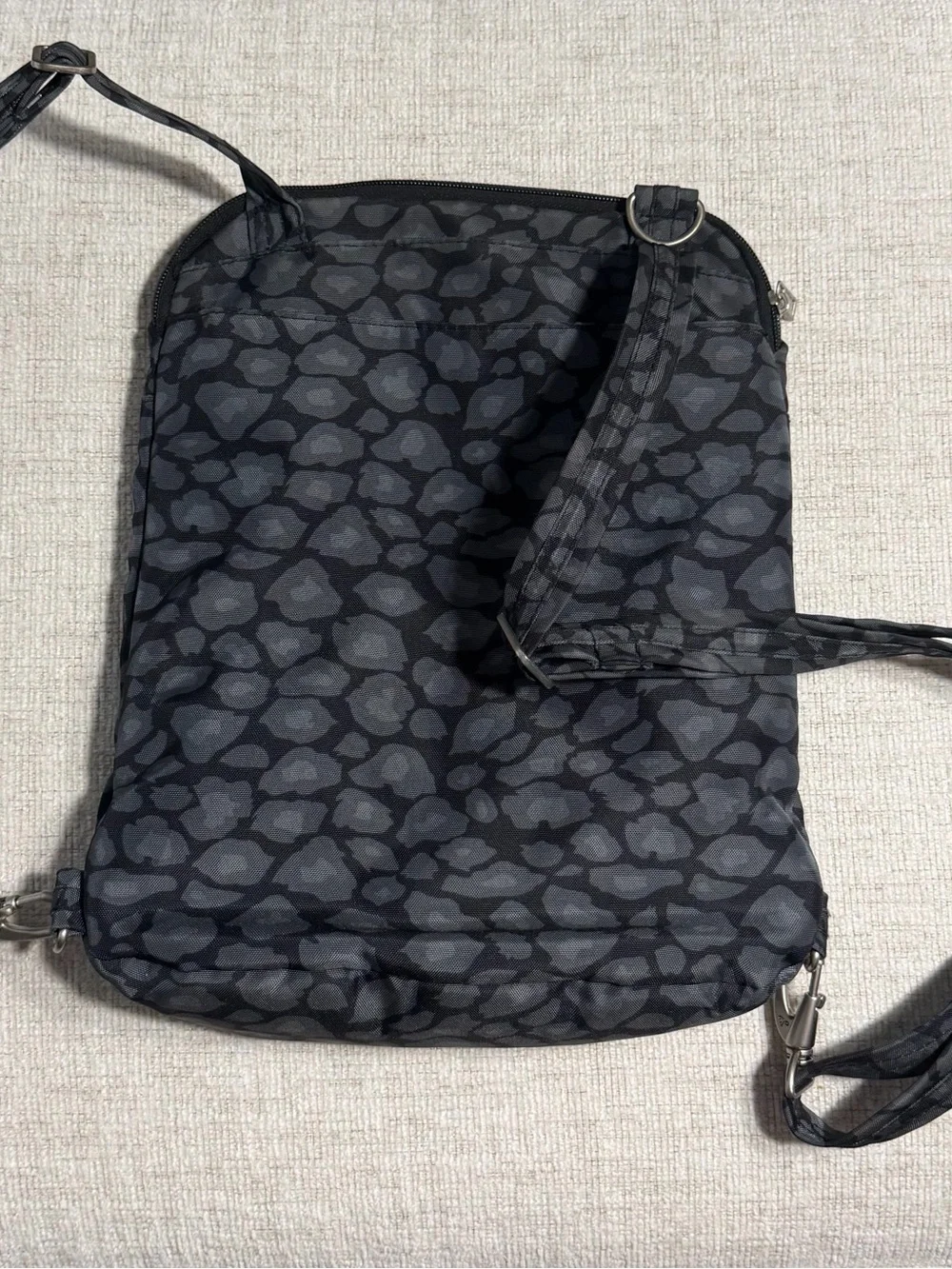 Travelon Black and Gray Leopard-Print Backpack